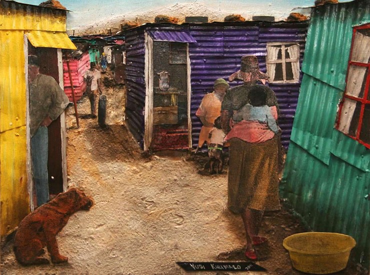 VUSI KHUMALO, THIRD AVENUE KWANOBUHLE
2011, MIXED MEDIA ON BOARD