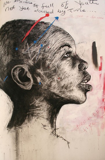 NELSON MAKAMO, BORN TO BE FREE
2014, Mixed Media on Paper
