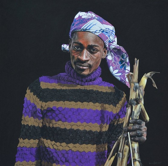 HELENA HUGO, MAN WITH PURPLE BANDANA
PASTEL ON BOARD