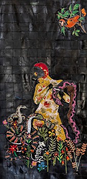 knot of snakes 215 x 108 cm cotton thread and rubber