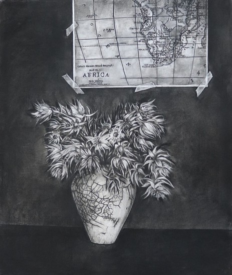 CORLIE DE KOCK, STILL LIFE WITH MY FATHER'S RAKU VASE
2020, CHARCOAL ON FABRIANO COLD PRESSED PAPER