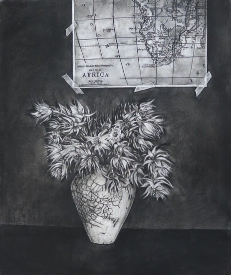 CORLIE DE KOCK, STILL LIFE WITH MY FATHER'S RAKU VASE
2020, CHARCOAL ON FABRIANO COLD PRESSED PAPER
