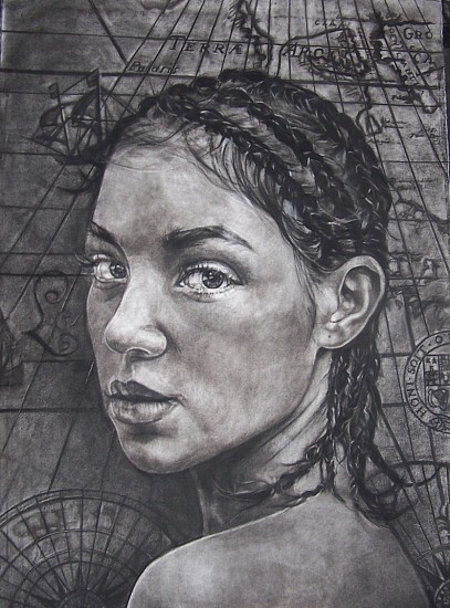 CORLIE DE KOCK, LADY OF TWO CONTINENTS
2020, CHARCOAL ON FABRIANO COLD PRESSED PAPER