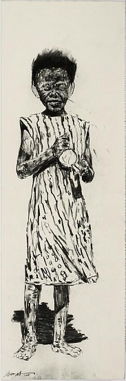 NELSON MAKAMO, GIRL IN STRIPED DRESS
2018, CHARCOAL AND PASTEL ON PAPER