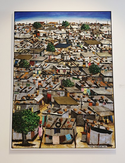 VUSI KHUMALO, SHINING INFORMAL SETTLEMENT
2019, MIXED MEDIA ON BOARD