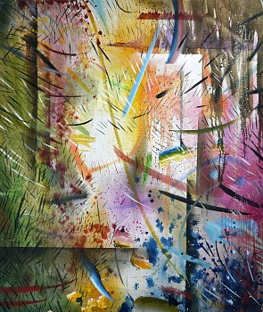 always in 115 x 130 oil and pencil crayon on canvas