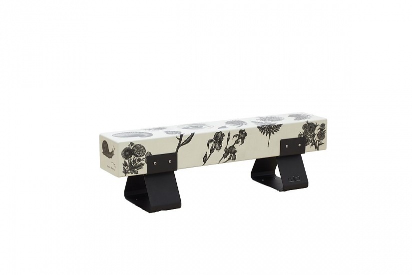 CERAMIC MATTERS, CURIOSITY BENCH 5
HAND DRAWN GRAFFITI ON ELECTRO GALVANISED MILD STEEL, STAINLESS LEGS (UNIQUE)