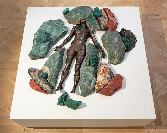 ANGUS TAYLOR, ABSORBED I
2021, BRONZE, PRASIOLITE & MALACHITE