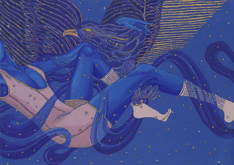 SHAKIL SOLANKI, THE ABDUCTION (TO SING OF BOYS BELOVED TO GODS)
2023, MIXED MEDIA ON CANVAS PANEL