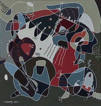 suri gathered on the river bank