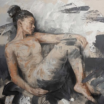 calcified 2024 oil on linen 165x165cm