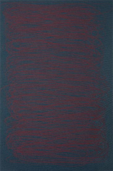 CATHY ABRAHAM, EIGHT MINUTES RUST INDIGO RIGHT HAND
2024, PASTEL ON RAW BOOK LINEN
