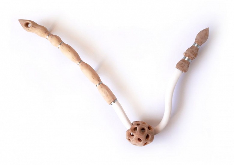 BARBARA WILDENBOER, SYNCRETIC ARTEFACTS & CRAFTED IDIOSYNCRASIES VI
2025, OLIVE, YELLOWWOOD, CEDAR, PORCELAIN & THREAD