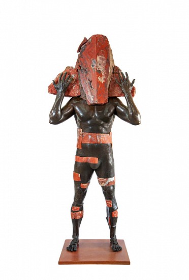 ANGUS TAYLOR, ATMAN
BRONZE, BANDED BLACK CHERT AND RED JASPER ON STEEL BASE