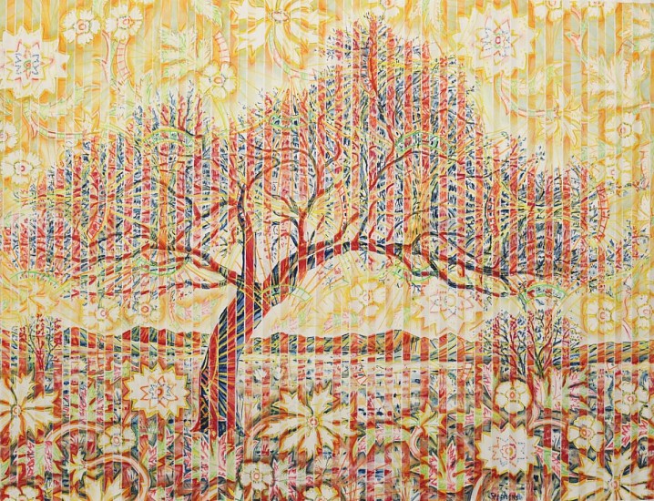 GARY STEPHENS, TSWALU TWILIGHT ACACIA, RED/BLUE VERSION
CHALK PASTEL ON PLEATED PAPER