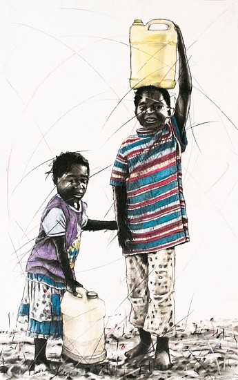PHILLEMON HLUNGWANI, KUXA AND HLENGE
CHARCOAL AND CHALK PASTEL ON PAPER