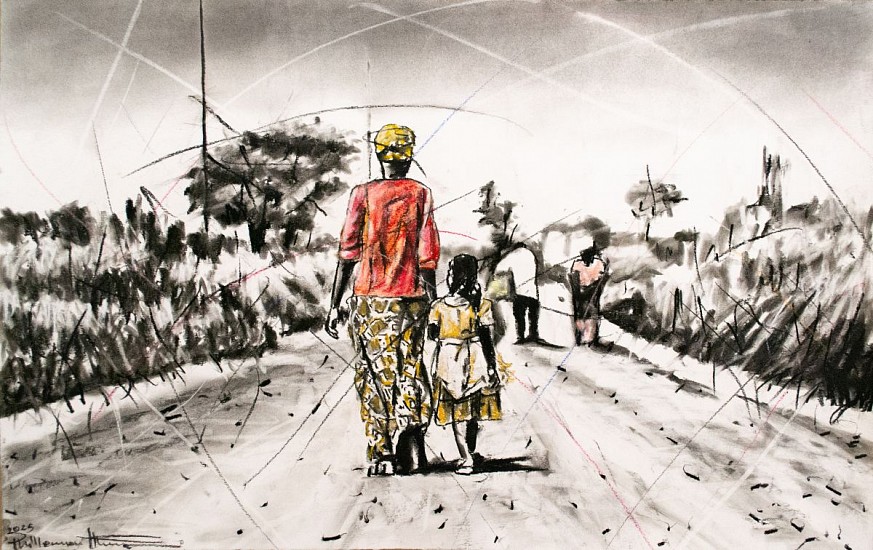 PHILLEMON HLUNGWANI, MAVOKO YA MANANA YA ENDLIWE HI KU OLOVA (MOTHER'S TOUCH IS GENTLE) I
CHARCOAL AND CHALK PASTEL ON PAPER