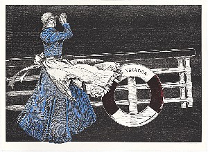 MARY SIBANDE, LEISURELY SAILING: SOPHIE WITH BINOCULARS
LINOCUT WOODCUT