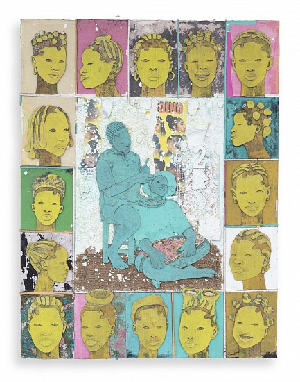 THONTON KABEYA, SHE - CORNROWS 2
CHALK PAINT, ACRYLIC AND NEWSPAPER INK ON CANVAS