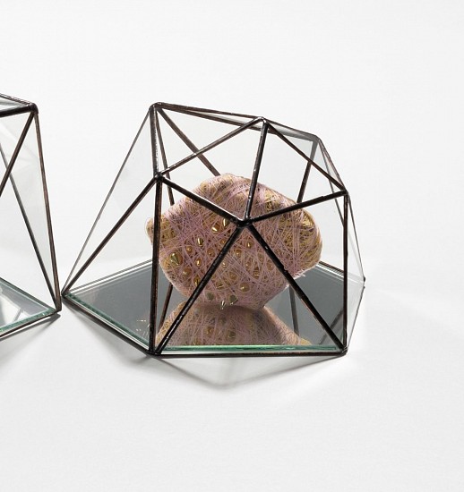 MARK RAUTENBACH, LEAVING HOME INSTALLATION, THIEF 22 (SHAMIELA AND THE 40 THIEVES SERIES / NOONOO SERIES)
NON-RECYCLABLE & INORGANIC MATTER, SEWING THREAD, PLASTIC CONICAL STUDS, GLASS, LEAD & MIRROR