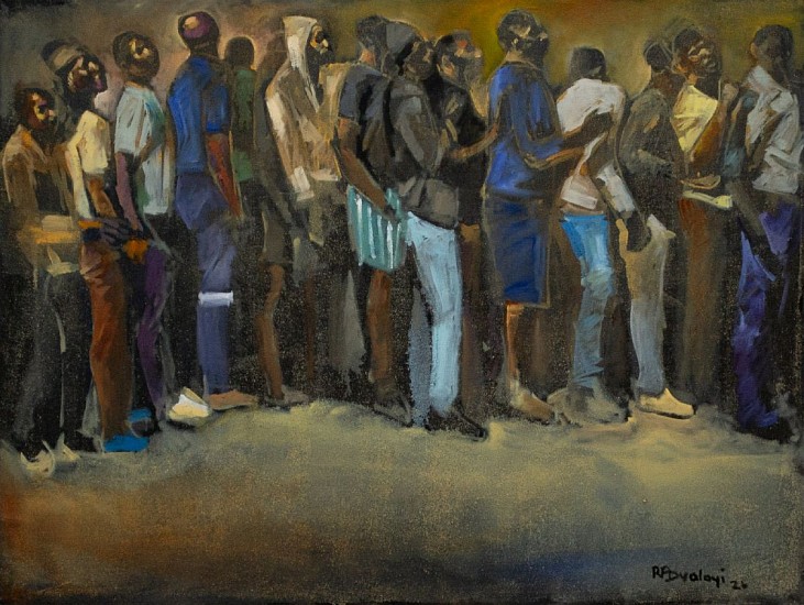 RICKY DYALOYI, DISPLACEMENT<br />
2026, MIXED MEDIA ON CANVAS
